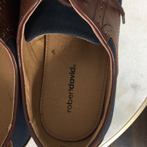 Robert David Blue/Brown Tie Men’s Oxford sz 11 - Picture 2 of 4